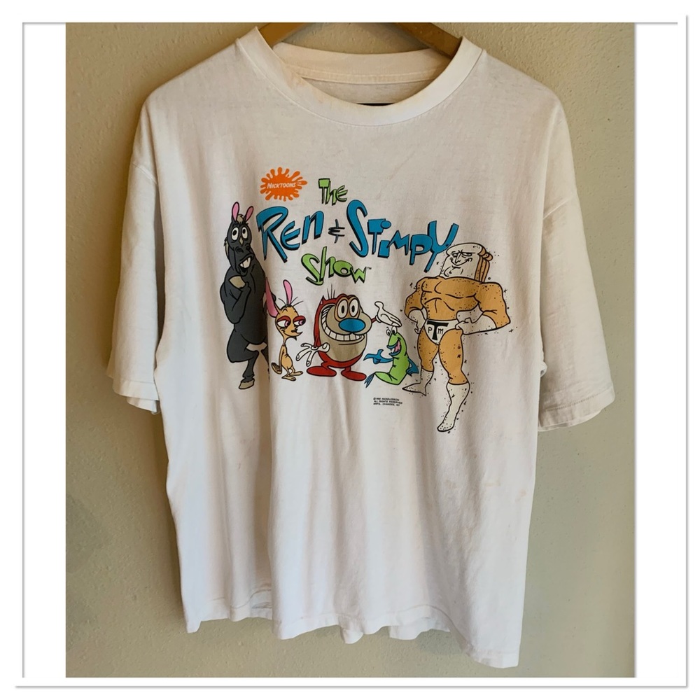 The Ren & Stimpy Show Vintage 90’s Single Stitch T-Shirt White Large